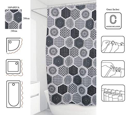 BM 4213 Tenda da Doccia in Plastica PEVA, Misura