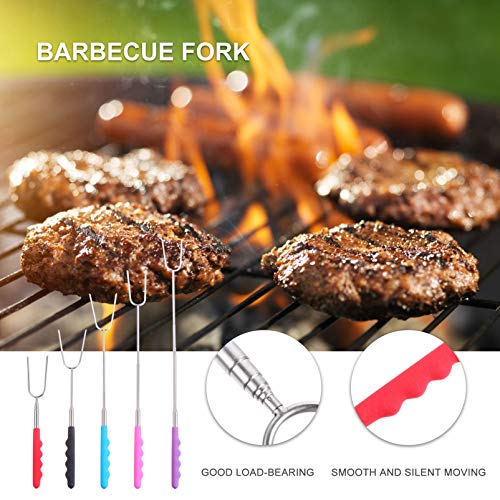 Espetos extensíveis de aço inoxidável Hemoton 5 peças para grelhar acampamento