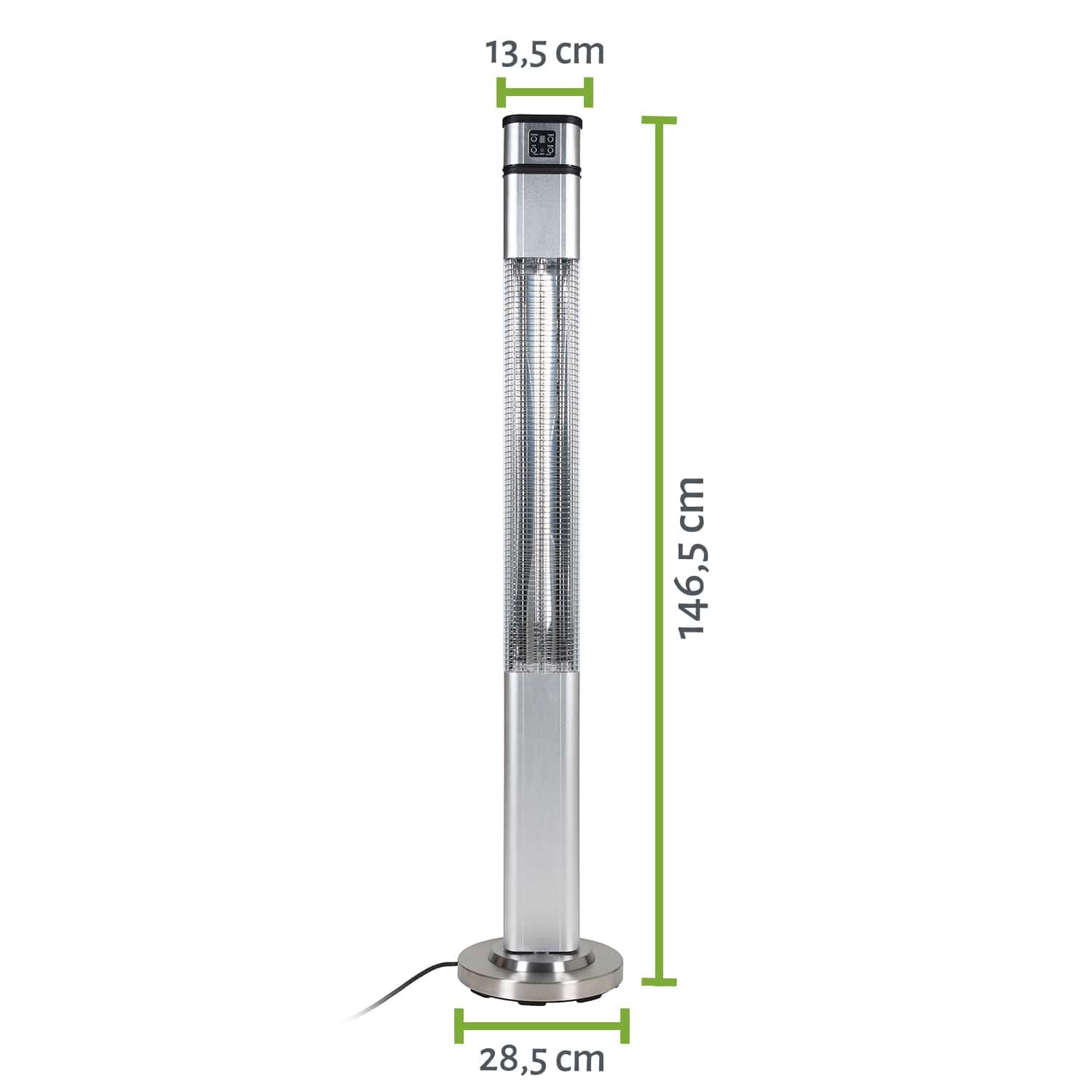 empasa elektrische Heizsäule 'Tower UP' elektrischer Heizer Elektroheizer Infrarot Stand-Heizstrahler Terrassenheizer Terrassenstrahler mit Drehfunktion, Fernbedienung und Abdeckhaube