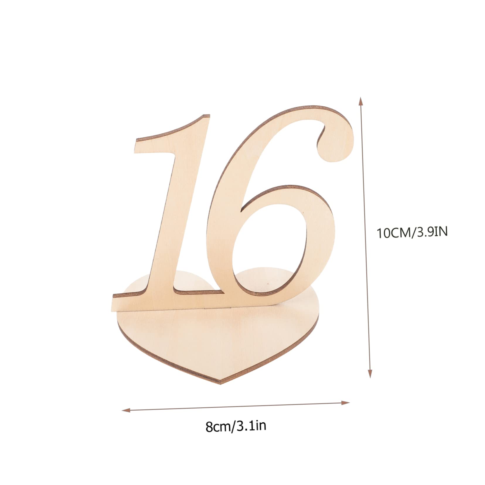 COLLBATH 10Pcs Wooden Wedding Table Numbers Sign Heart Shaped Table Cards for Party Decoration and Lightweight for Events and Banquets