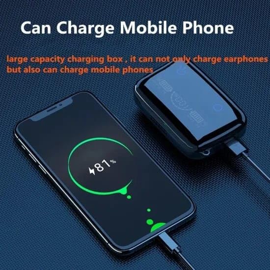 Image of M19 Bluetooth 5.3 Wireless Earbuds with LED Power Display, Noise Cancelling, Bass Boost, Gaming & Sports Headset with Mic, Torch Light (Black)