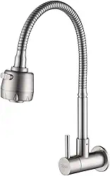 Torneira Gourmet Cozinha Inox Giratória Parede Longa NOX05 Doan