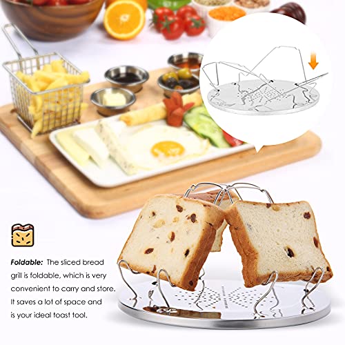 SEIYOGDS Toaster aus Edelstahl für 4 Schreiben Brot, Toastablett Toastregal Camping Toaster mit faltbarem Ständer, Ständer Tragbarer Faltbar Toastständer für Familien Outdoor Gasherd Kocher Picknick - Image 4