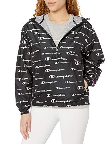 Champion Women's Packable Jacket, Solid Scripts/Black, X Small