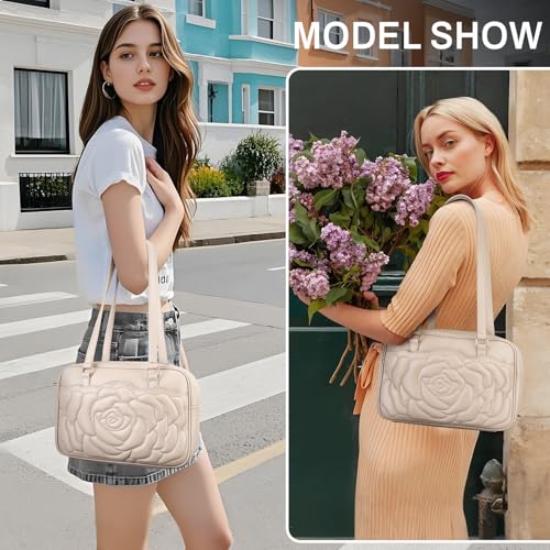 Medium Shoulder Bag for Women, Embossed Vegan Leather Hobo Purse, Spacious Handbag for Work and Travel2