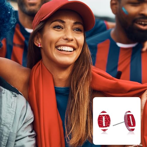 Football Earrings for Women Glitter Acrylic Sports Earrings for Game Day Spirit Week Fall Football Mom Accessories Back to School Teacher Jewelry 5