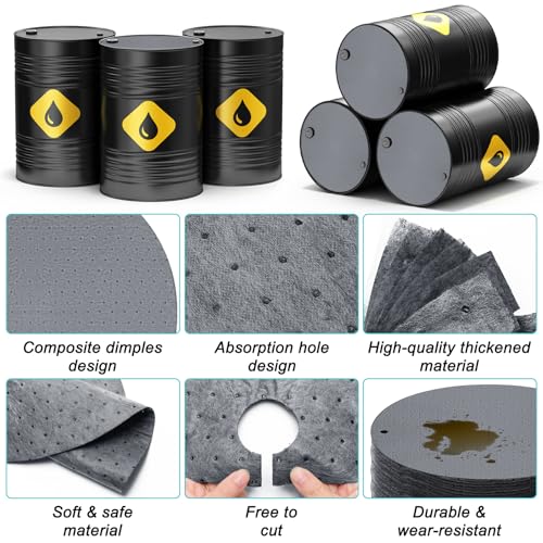 Image of Drum Top Absorbent Pads for 55 Gallon Barrel 15 Pcs, Water Absorbent Mat Oil Spill Mat for Oil-Based & Water Based Fluids Oil Absorbent Mat