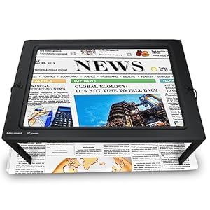 Magnifying Glass for Reading, 10×6 inches Large Full Book Page Rectangular 50 LED Lights Foldable Desktop Magnifiers,Hands Free Magnifier Provide Full Viewing Area for Low Vision and Seniors(Black)