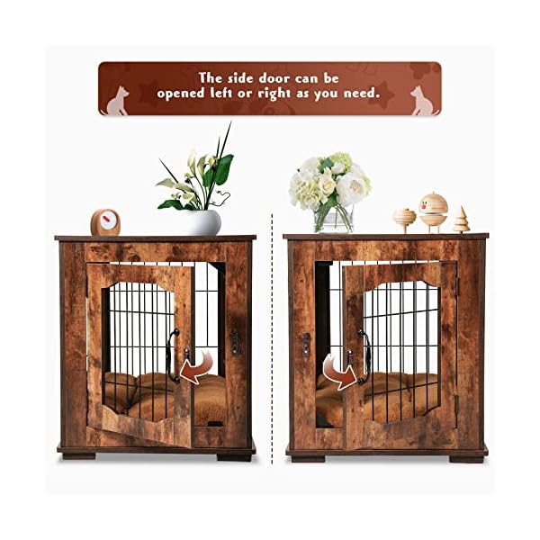 Calmbee-Dog-Crate-Furniture-Double-Doors-Wooden-Dog-Crate-End-Table-Decorative-Indoor-Dog-Kennel-with-Cushion-Bed-for-SmallMedium-Dog Decorative Indoor Dog Kennel with Cushion Bed