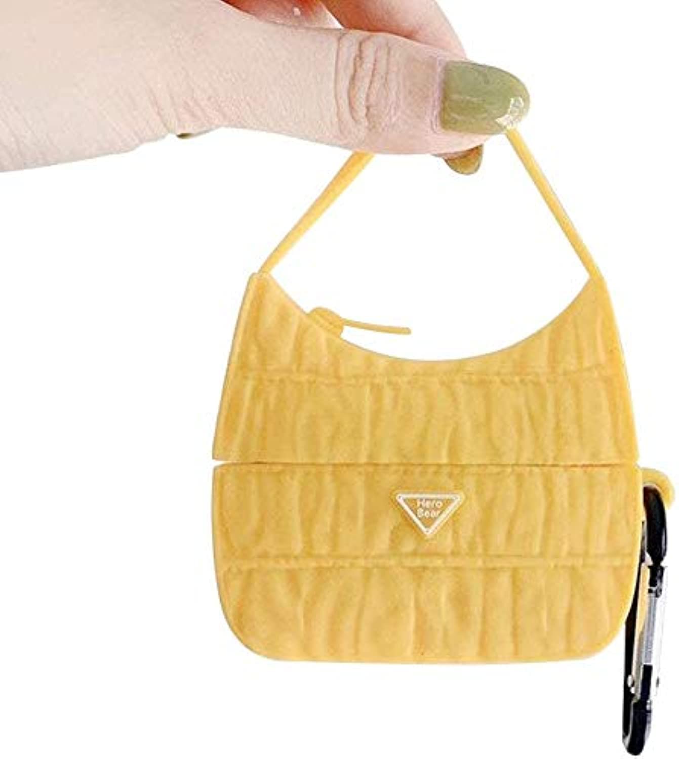 MSK International Ladies Handbag cover Protective Case Compatible with AirPods Pro Creative Girls Women Lovely Candy Color Purse Shape Soft Cute Cover Case Earbud Earphone Rechargeable Case (Yellow)