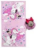 Jay Franco Disney Minnie Mouse Unicorn 2 Piece Bath Towel & Loofah Set - Super Soft & Absorbent Fade Resistant Cotton Towel (Official Disney Product)