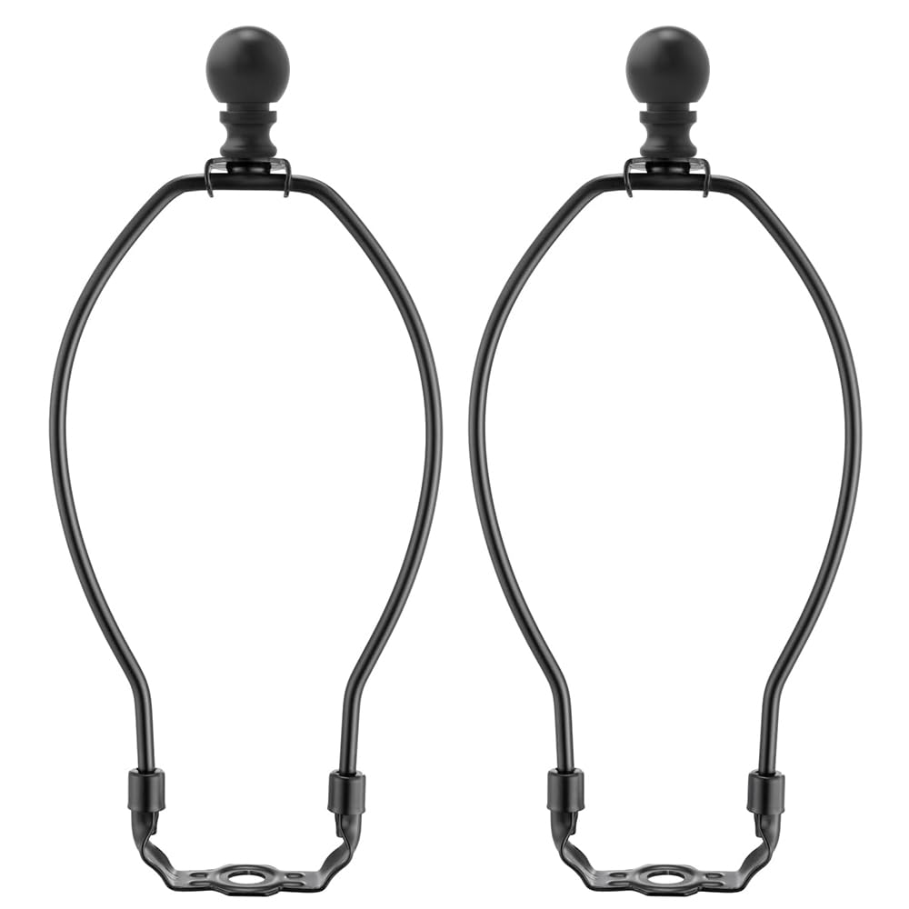 Asjeumt 8 Inch Lamp Harp, Black 2 Set Harps and Finial, Metal Shade Holder, DIY Detachable Lampshade Bracket Adapter Hardware, Replacement Table & Floor Light Accessories Parts Repair-image-17