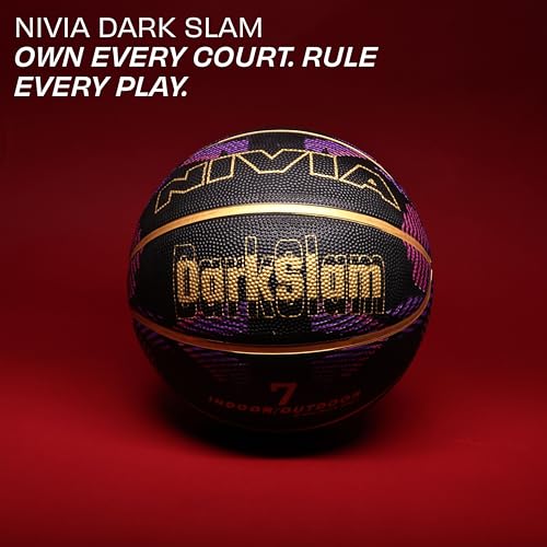 Image of Nivia Dark Slam Basketball, for Men & Women, Durable Molded Rubber Ball with Pebbled Grip, Butyl Bladder, for Indoor & Outdoor Play (Size 7, Multicolor)