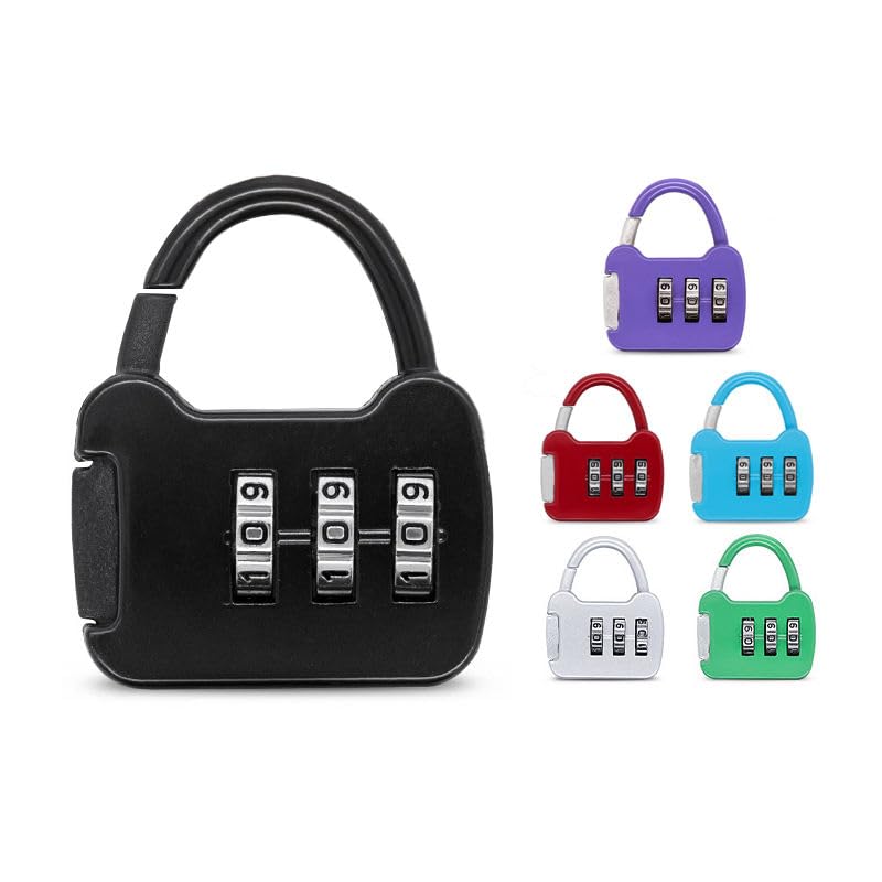 Image of QUIRA 3-Digit Combination Padlock,Security Lock, Resettable Code for Gym Lockers and Luggage (Silver)