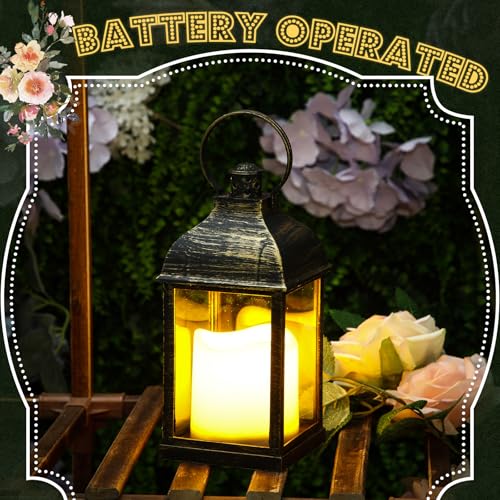 Faroles de bronce para bodas y centros de mesa elegantes con vela LED 4