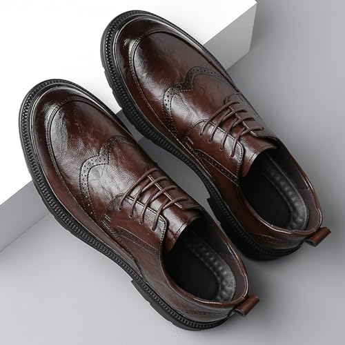 Men's Platform Wingtip Brogue Oxfords,Classic Lace Up Low Top Leather Dress Shoes,Comfortable Tuxedo Shoes Formal Derby Shoes3