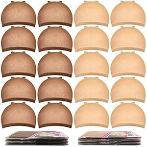 MORGLES Wig Caps, 20pcs Wig Caps For Women Stocking Caps For Wigs Stretchy Wig Caps Brown & Light Brown Wig Cap for Lace Front Wig