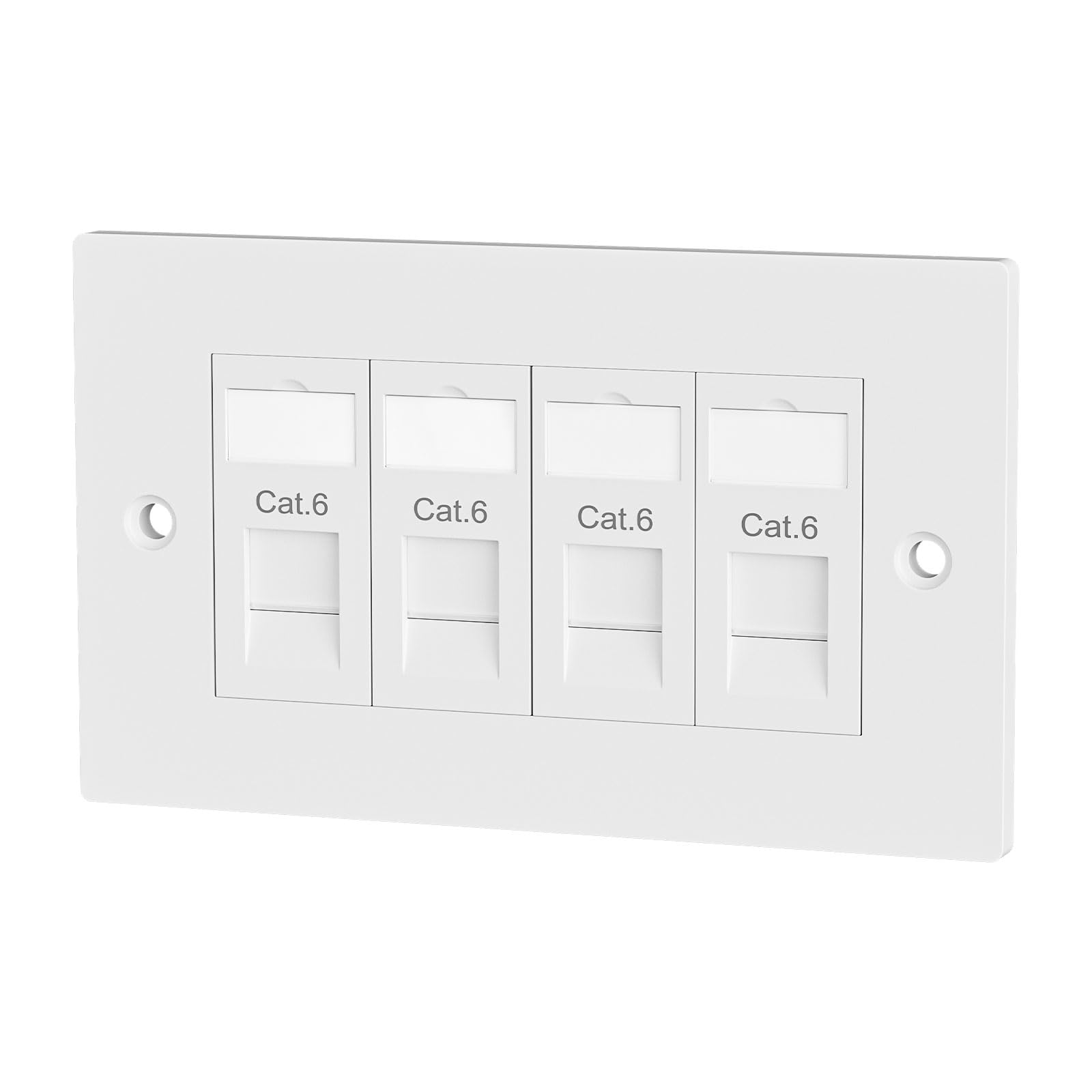 iwillink 4 Port RJ45 Socket Faceplate Wall Plate, Cat6 Single Port Ethernet Cable Networking Socket Box with Keystone Jack, Compatible with Cat5/Cat5e/Cat6 Cables, 1 Pack