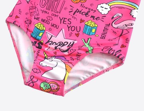 Nokecina Girls Bathing Suit Hotpink One Piece Swimsuit with UV Protection — view 3