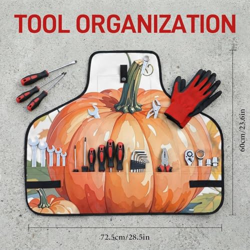 Delantal de trabajo con diseño de calabazas acuarela otoño miniatura 2