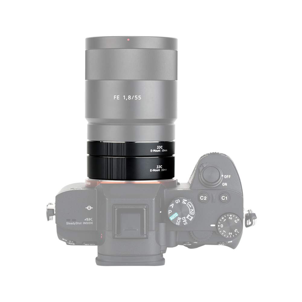 JJC Autofokus AF Makro Zwischenringe Set 10MM 16MM für Sony E Mount DSLR Kameras Objektiv, Zwischenringsatz Macro Extension Tube