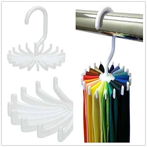 Duckdarky Tie Rack Organizer Hanger Closet Organizer Men'S Tie Rack Holds 20 Neck Ties (Color: White)
