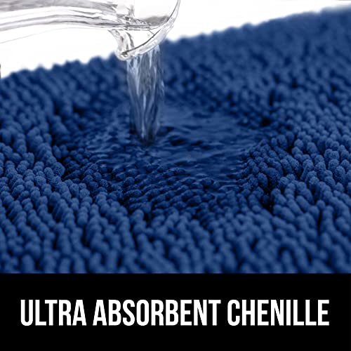 Image of Gorilla Grip Original Shaggy Chenille Square U-Shape Contoured Mat for Base of Toilet, 22.5x19.5 Size, Machine Wash and Dry, Soft Plush Absorbent Contour Carpet Mats for Bathroom Toilets, Royal Blue