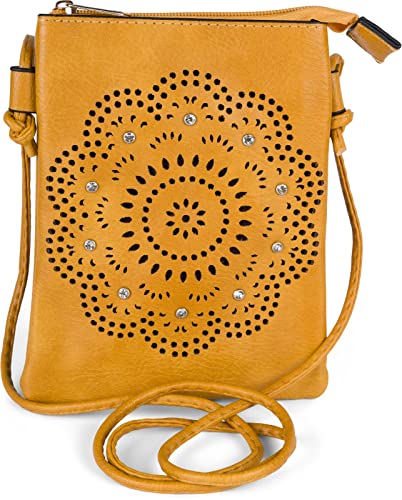 styleBREAKER Mini sac à bandoulière pour femme avec motif découpé au laser et strass, Pochette...