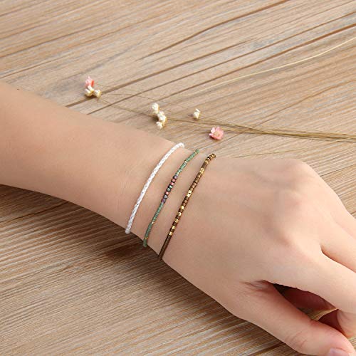 Image of C.QUAN CHI Handmade Friendship Beaded Bracelet Adjustable Colorful Miyuki Beads Bracelet