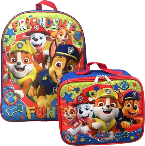 Ruz Kids Licensed School Backpack with Lunch Box Set. Two Piece 15” Book Bag and Lunch Box Bundle (Paw Patrol Blue-Red), Large2