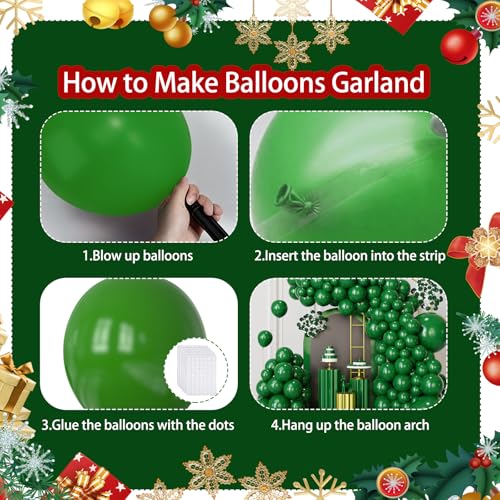 Image of Dark Green Balloons Garland Arch Kit,130pcs Green Latex Balloons,Different Sizes Dark Green Balloons Garland for Christmas,Festival,Picnic,Anniversary,Birthday,Green Theme Decoration