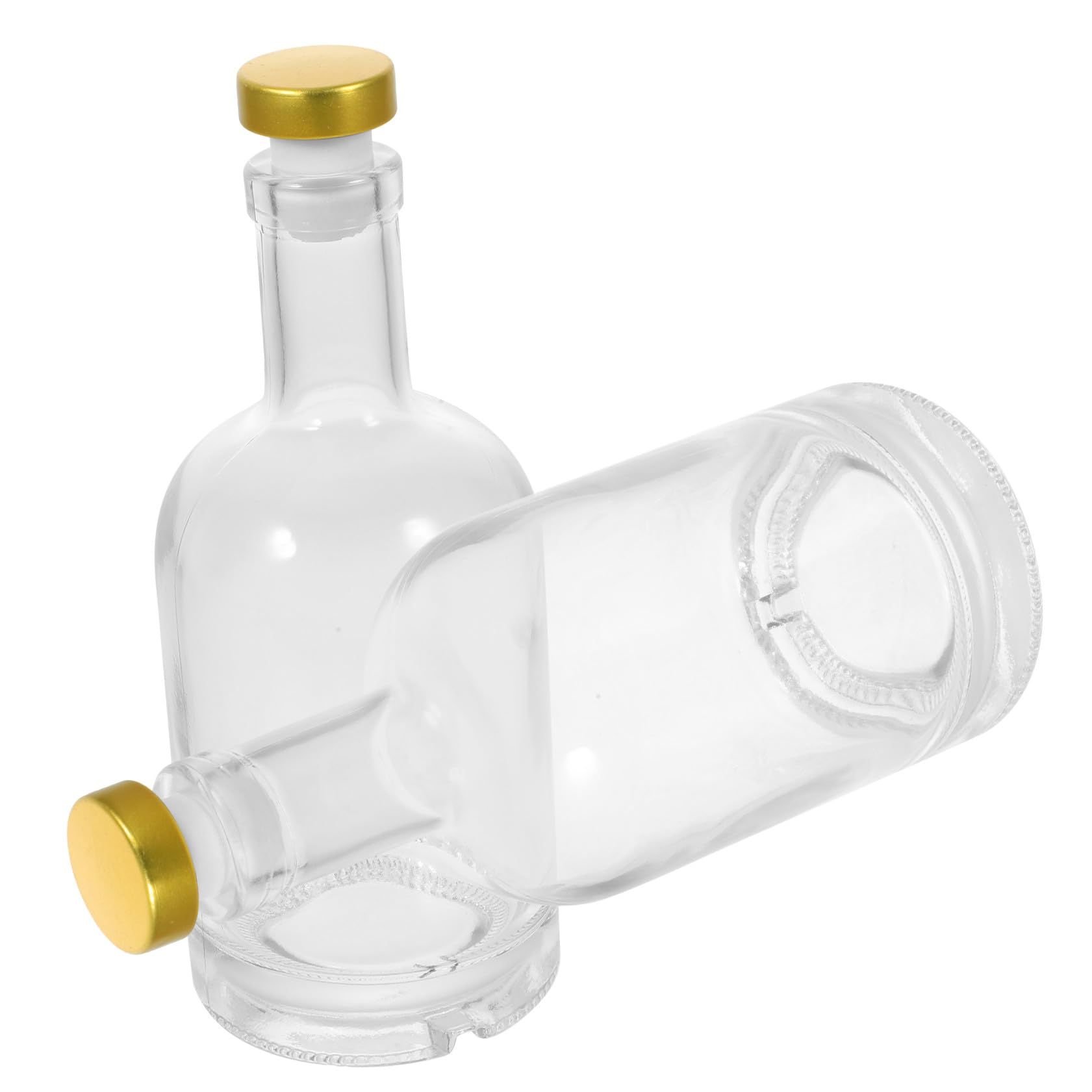 2 Stück-pack Dickwandige Wodkaflaschen aus Transparentem Glas, 375 Ml | Breite Öffnung, Fein Versiegelter Verschluss, Rutschfester Boden mit Schraubstruktur, für Riegel und Club Zufällige Farbe