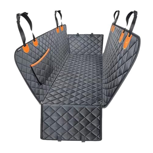 RUYICZB Dog Car Seat Cover for Back Seat with Hard Bottom,Pet Back Seat Extender with Door Protectors,Waterproof Non-Slip Dog Hammock for Car SUV,Dark Orange