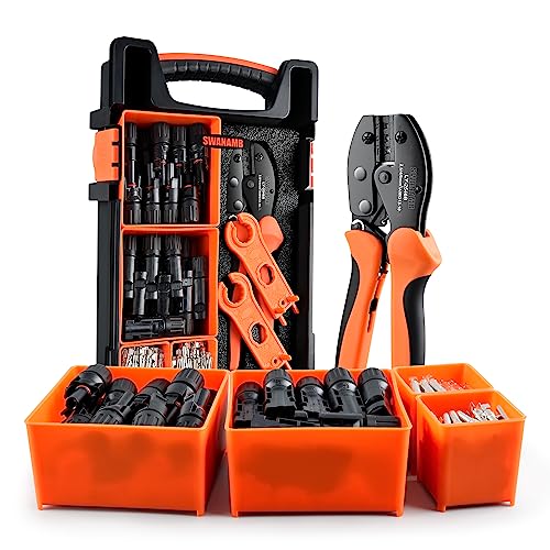 SWANAMB Solar Panel Connector Crimping Tool Kit with 1 Crimper, 15 Pairs Connectors and 1 Spanner...