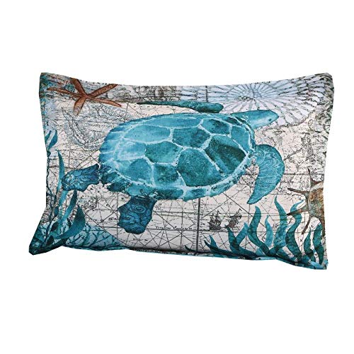 Sdiii Sea Turtle Fitted Sheet Queen Size Aqua Turquoise Ocean Beach Themed Hawaiian Nature Style (Queen, Sea Turtle) #TOP3
