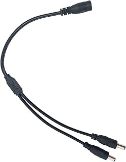 Litever Power Splitter, 2 Way, 1 Female Jack to 2 Male Plugs, 5.5mm x 2.1mm, 1:2, Y Adaptor Copper Cable, for CCTV Camera & LED Strip Lighting Power Supply Connector