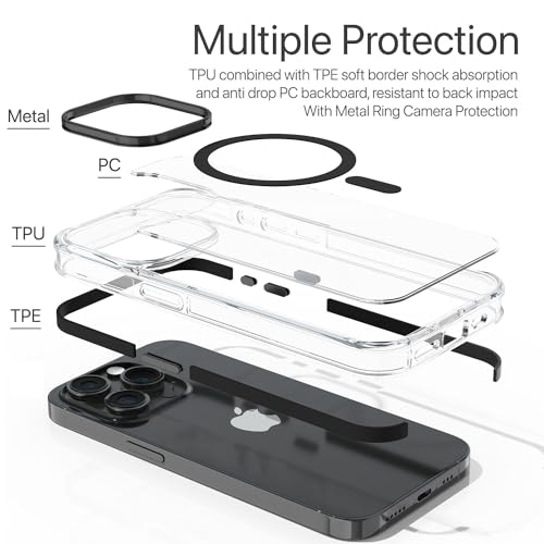 Image of Vaku Luxos Apex Magpro Back Cover Case for iPhone 15 Pro Shockproof Scratch Resistant Slim Thin Military-Grade Protection Support Mag-Safe Wireless Magnetic Charging - Black