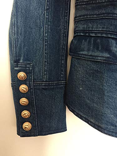 Blazer For Women's Metal Buttons Double Breasted Denim Blazer Jacket Outer Coat Women Lapel Pocket Blazer Slim Suit (Dark Blue,2Xl) #TOP4