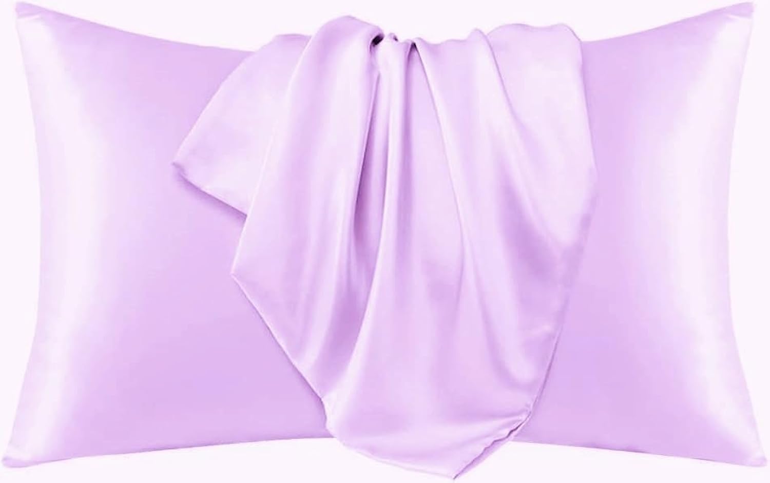 Juwenin Lavender Silk Pillow Case For Hair & Facial Skin To Prevent Wrinkles Hidden Zipper Set Of 2Pcs (Lavender)