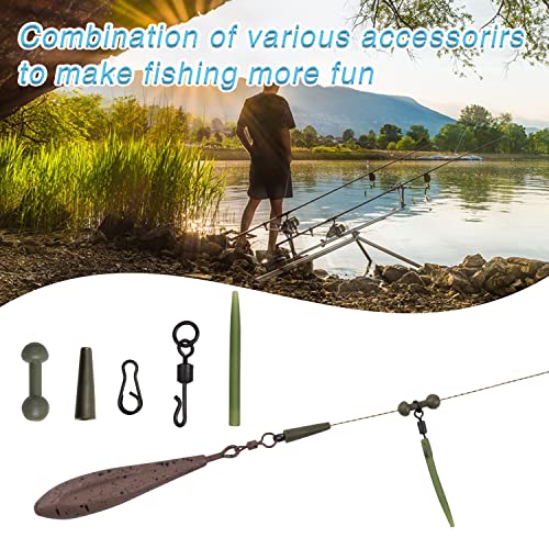 105pcs Carp Fishing Accessories Kit Helicopter Rigs Tackle with Anti-Tangle Sleeves Helicopter Beads Quick-Change Swivels Tail TubeTool Kit for Coarse Carp Fishing - Image 6