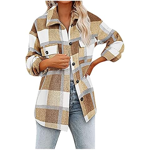 NUSGEAR Chaqueta de Lana a Cuadros para Mujer Cover