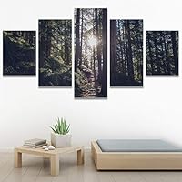 SIGNWIN 5 Panel Canvas Wall Art Rustic Woods for Home Decorations Ready to Hang - 60