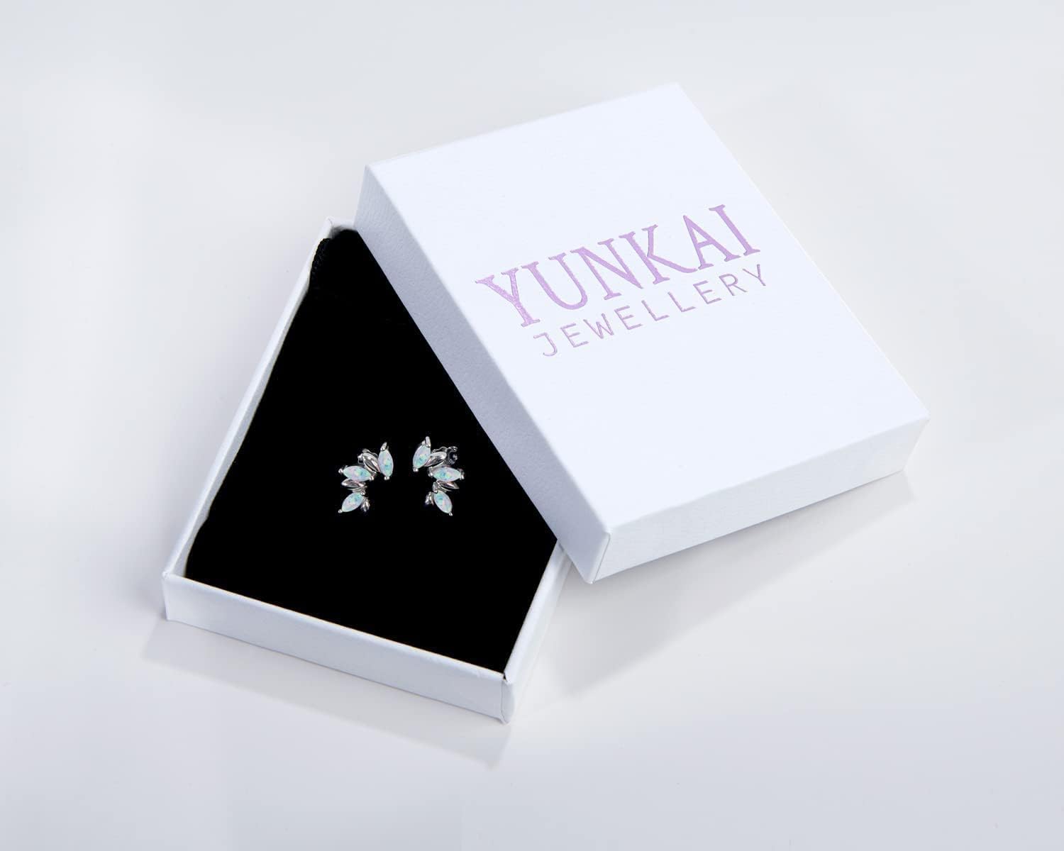 YUNKAI Opal Stud Earrings for Women Sterling Silver Hypoallergenic, Marquise Cut Opal Earring, October Birthstone Jewelry Gifts for Birthday Christmas, Present for Mom Wife
