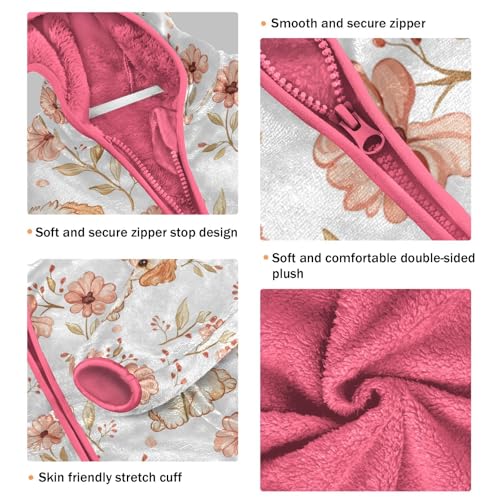 Cute Puppy Dog Flower Girls Fleece Jacket Girls Fall Jacket Girl Coats Zip Up Hoodie Children Sherpa Warm Outerwear 2-10T3