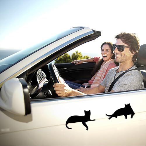 Image of GORGECRAFT 4 Styles 4Pcs Cat Silhouette Car Sticker Black Reflective Kitten Pet Animal Car Bumper Decals Waterproof PET Automotive Exterior Decor Stickers for SUV Truck Motorcycle Doors Walls Laptop