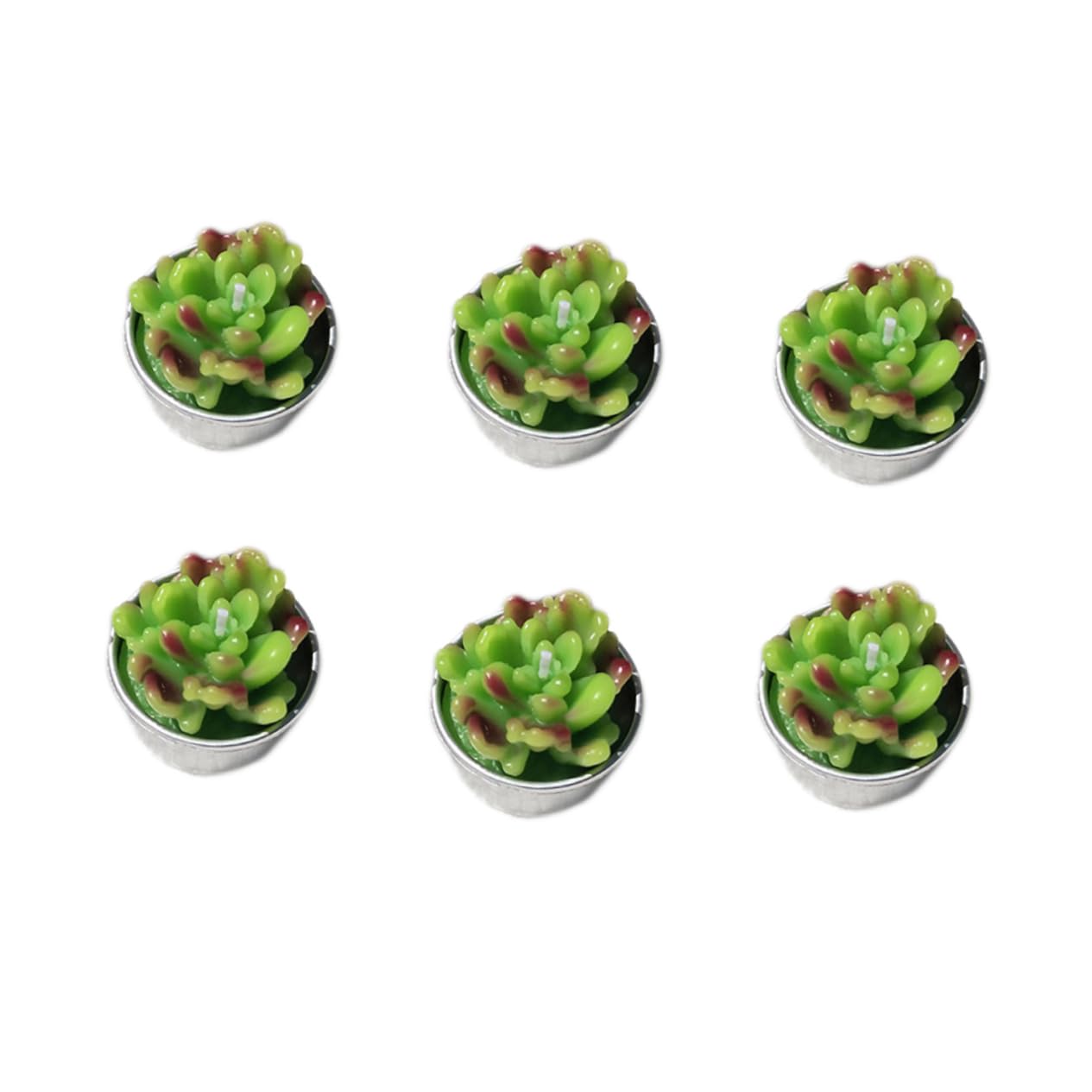 Cabilock 6 Pack Plant Candles Handmade Tea Lights for Home Office Party Bulk Succulent Decor Candles Realistic Look