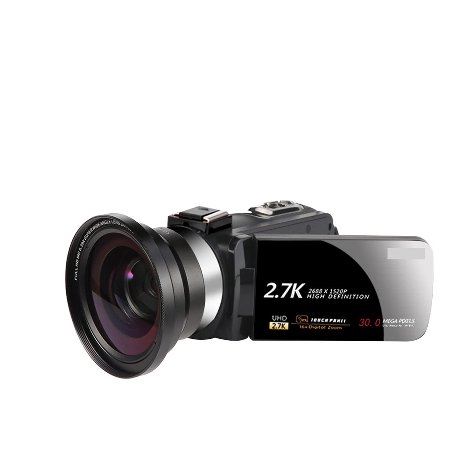 Cámara de Video, Videocámara videocámara 3.0 Pulgada IPS HD Vlogging Camera Touch Screen Real 2.7k cámaras Digitales y grabadora de Video(with 32GB SD Card,DV03-Lens)
