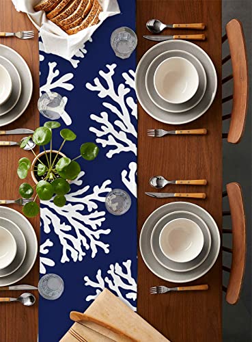 Scominoc Table Runner 36 Inches Long - Orange Coral Farmhouse Kitchen Tablerunner, Summer Beach Nautical Seaside Coastal Dresser Scarves Table Runners For Kitchen Island/Party, Small 13" X 36" #TOP3