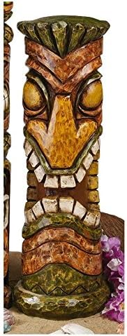 Design Toscano CS22650 Aloha Hawaii Tiki: Moai Haku Hana Sculpture, 7" Wx7 Dx21 H, woodtone