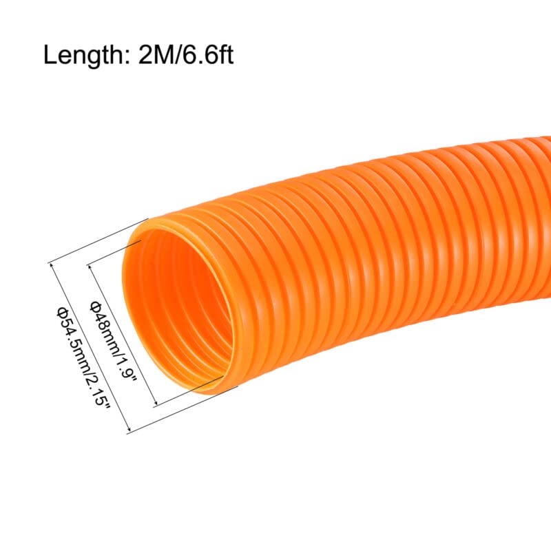 Tool parts Wiring Loom Tubing Corrugated Flexible Conduit 2M/6.6ft - 48mm/1.9